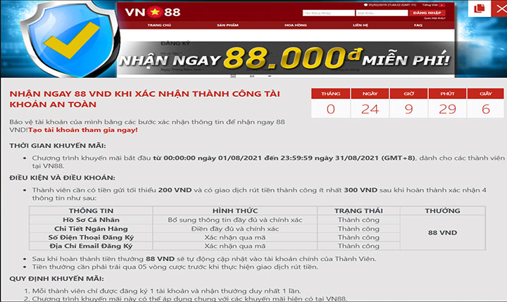 Hướng dận nhận tiền thưởng 88K